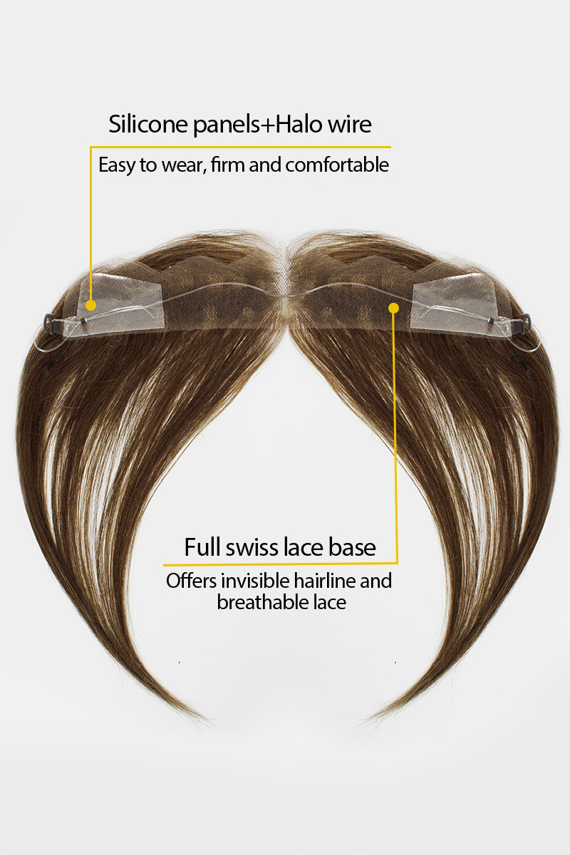 Seully Hair Hairline Topper: Breathable Lace|Halo Wire|Natural Look Dark Brown mix Medium Ash Brown 