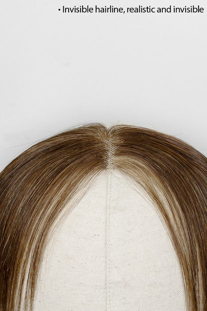 Seully Hair Hairline Topper: Breathable Lace|Halo Wire|Natural Look Dark Brown mix Medium Ash Brown 