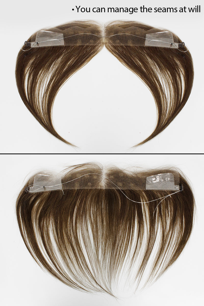 Seully Hair Hairline Topper: Breathable Lace|Halo Wire|Natural Look Dark Brown mix Medium Ash Brown 