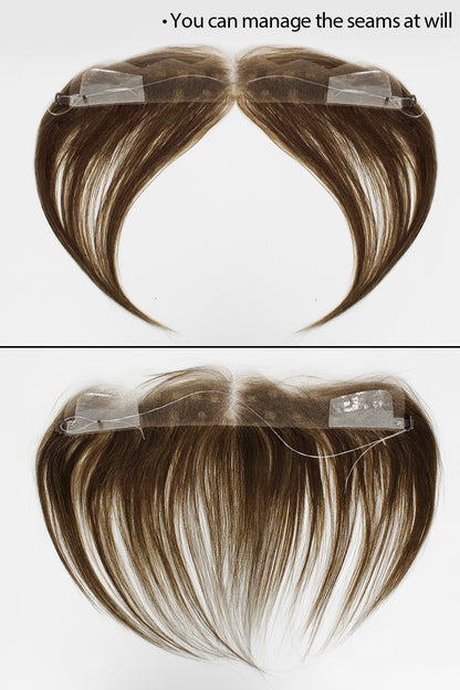 Seully Hair Hairline Topper: Breathable Lace|Halo Wire|Natural Look Dark Brown mix Medium Ash Brown 
