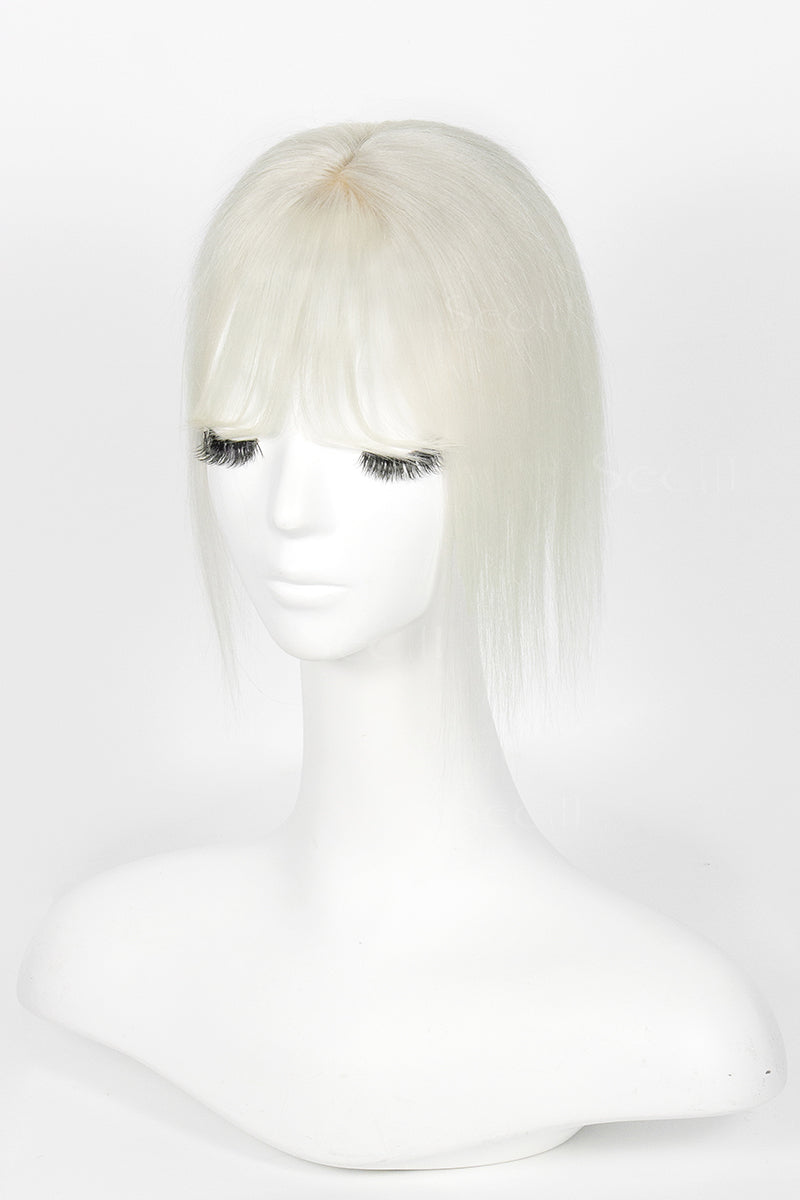Flavia-B Silk Top Remy Human Hair Topper with Bangs 
