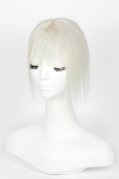 Flavia-B Silk Top Remy Human Hair Topper with Bangs 