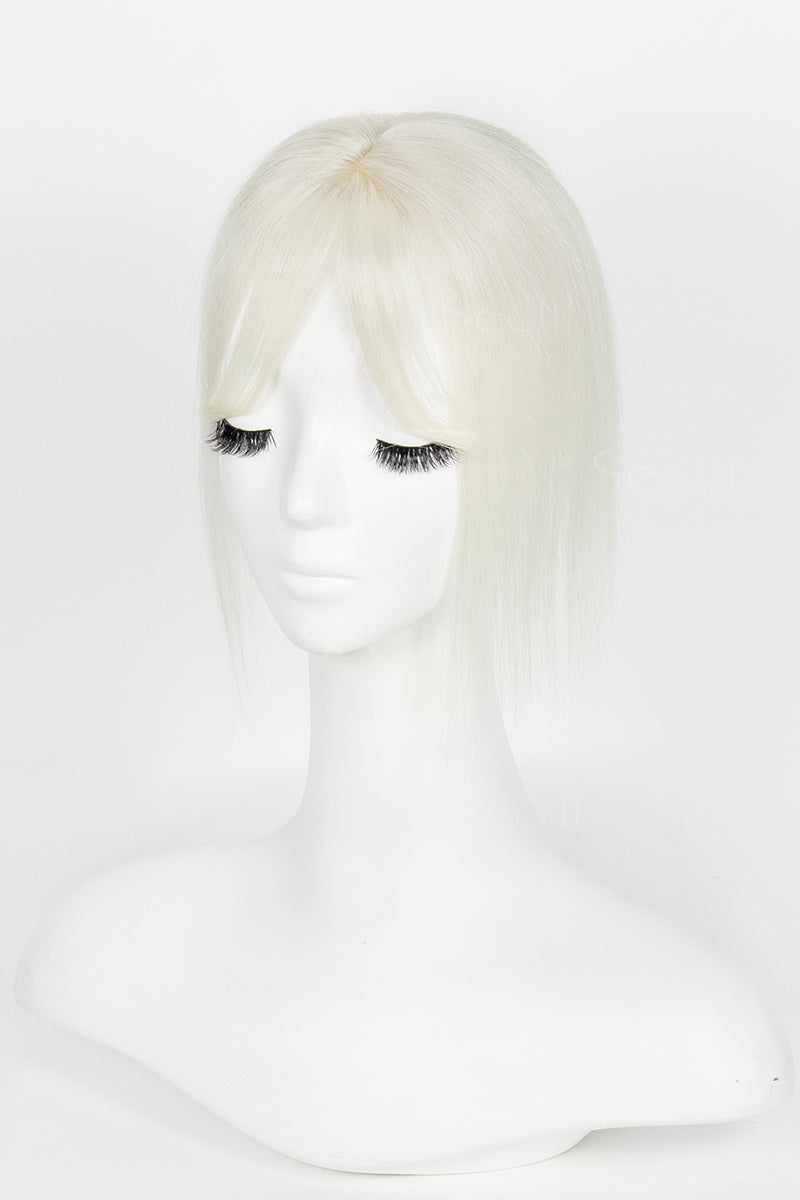 Flavia-B Silk Top Remy Human Hair Topper with Bangs 