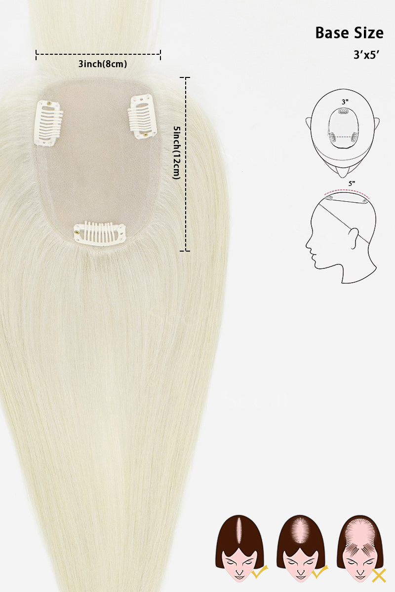 Flavia-B Silk Top Remy Human Hair Topper with Bangs 