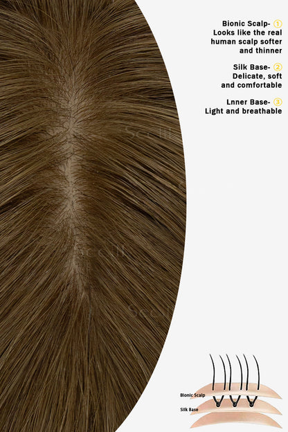 توب حرير فلافيا-ب ريمي بشعر بشري مع غرة (أسود وبني)