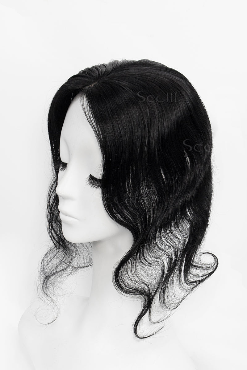 Extensiones de cabello humano ondulado y rizado Flavia-C02, color negro oscuro, n.° 1