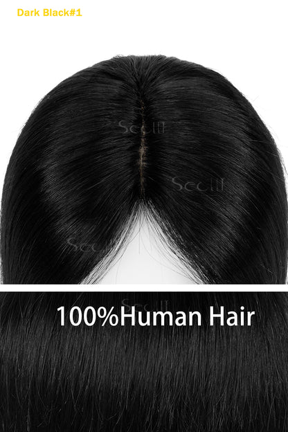 Topper de cabello humano Remy Flavia Silk Top, negro oscuro n.° 1