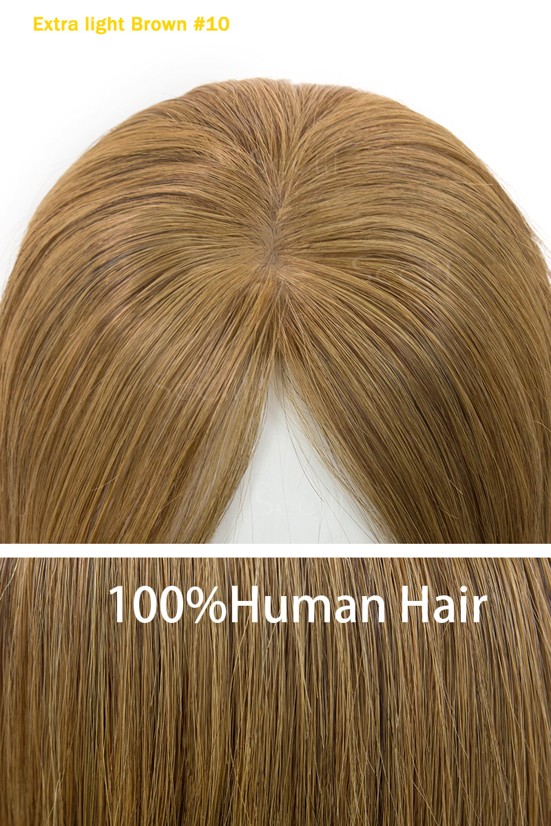 Topper de Cabello Humano Ondulado y Rizado Flavia-C02, Sin Flequillo (Colores Negro y Marrón)
