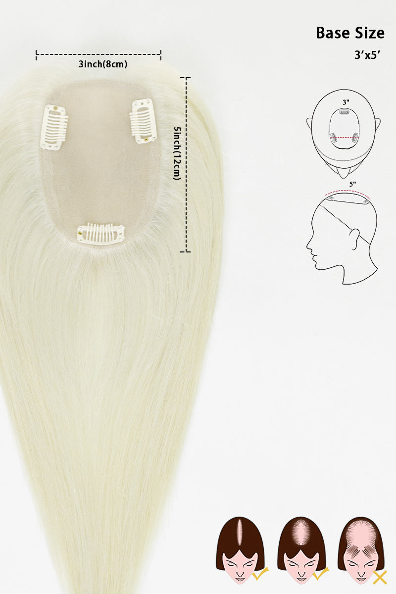 Hair extension base with measurements and head illustrations on a white background