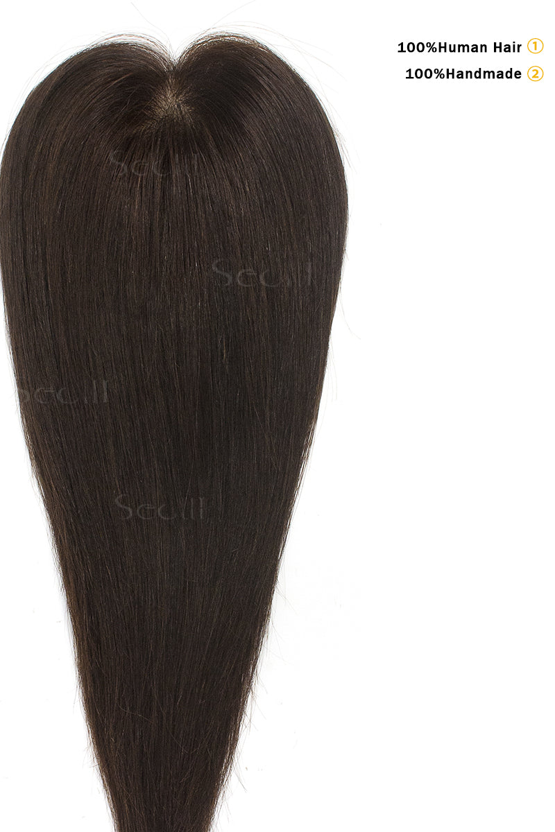 Flavia Silk Top Remy Human Hair Topper Dark Brown 