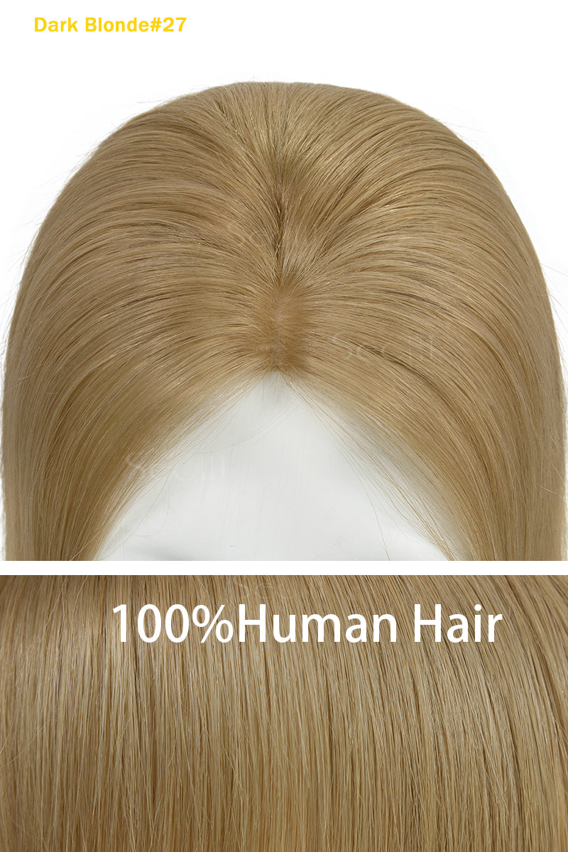 Flavia-C02 Wave Curly Human Hair Toppers (Loiro e com luzes)