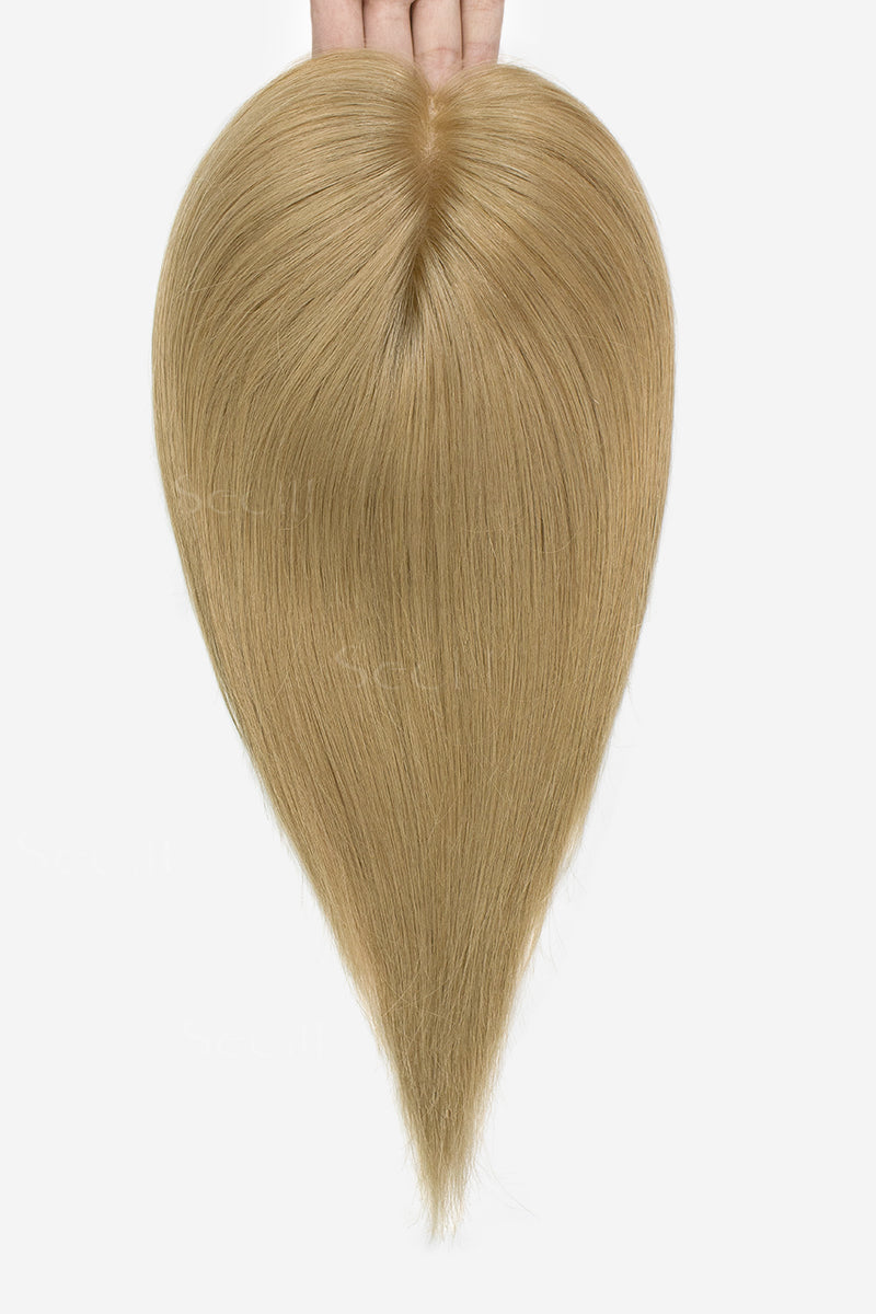 Topper de cabello humano Remy Flavia Silk Top rubio oscuro n.° 27
