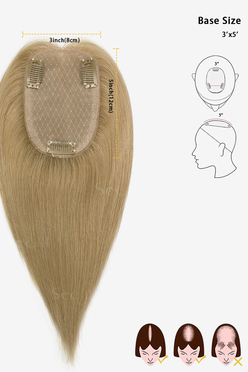 Topper de Cabello Humano Remy con Base de Seda Flavia | Rubio Oscuro 