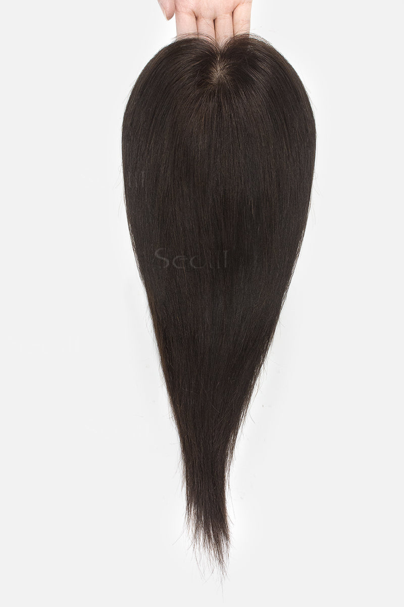 Topper de cabello humano Remy Flavia Silk Top, castaño oscuro n.° 2