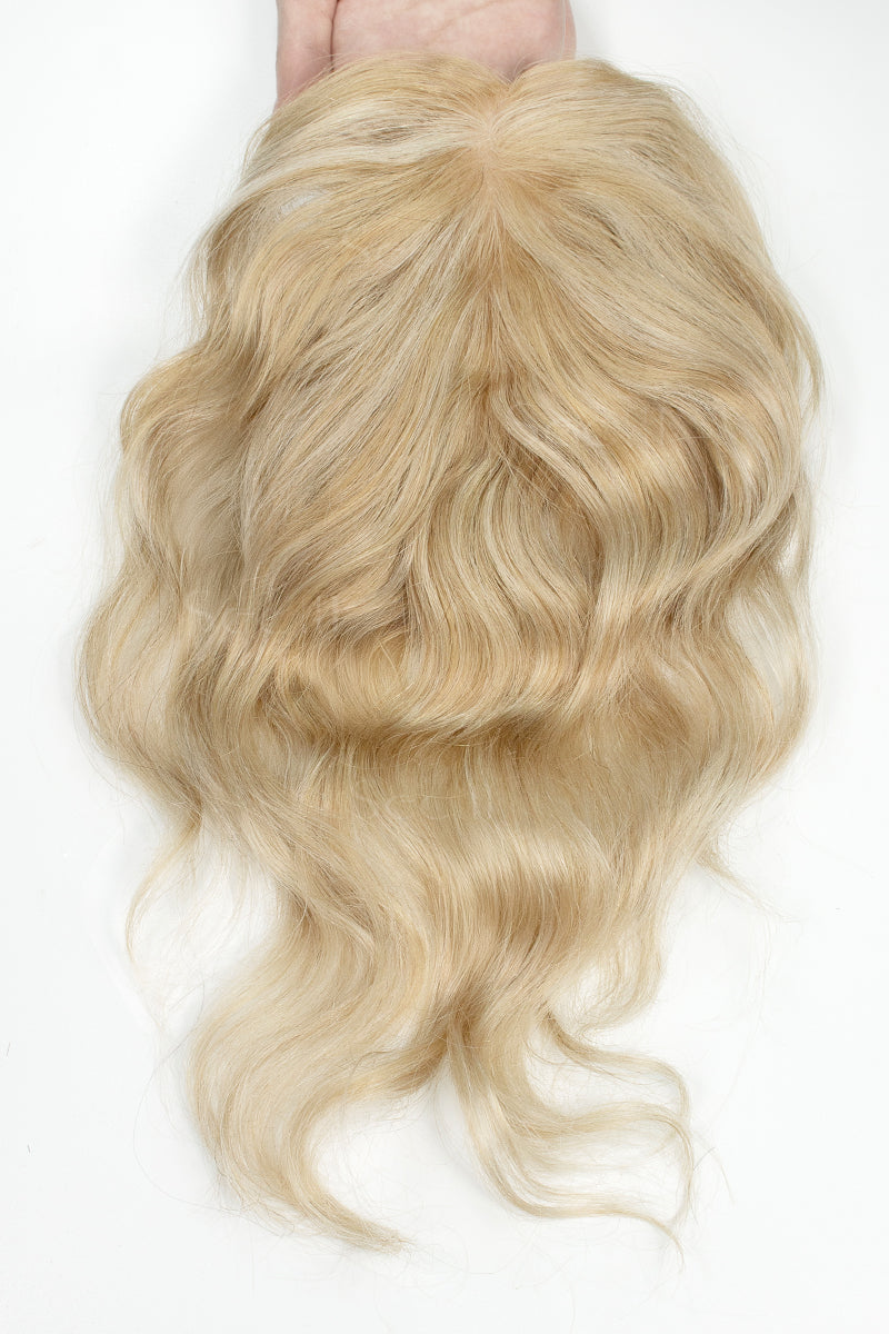 Flavia-C02  Wave Curly Human Hair Toppers （Blonde and Highlights）