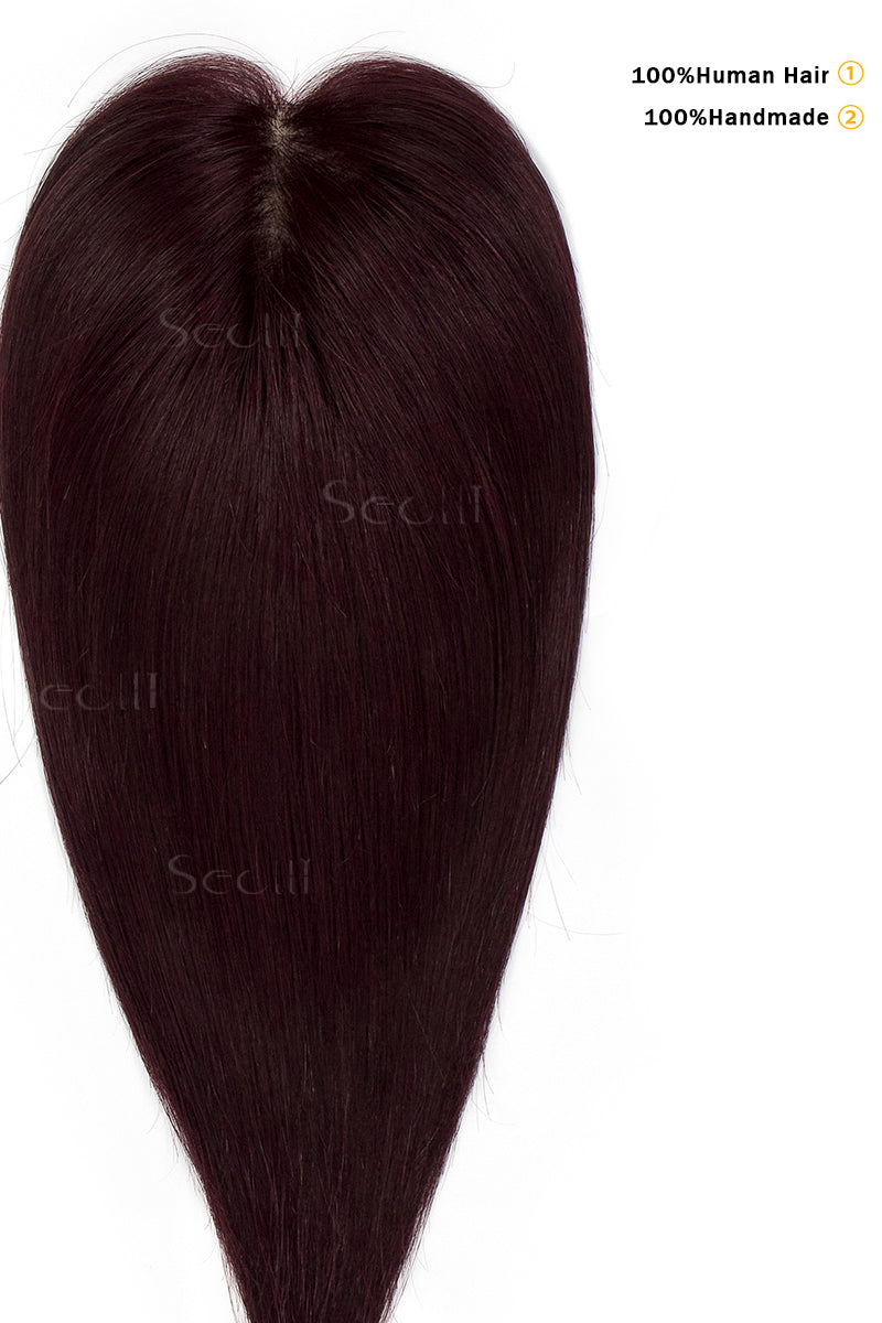 Peluca de cabello humano Remy Flavia Silk Top color vino tinto n.° 99J