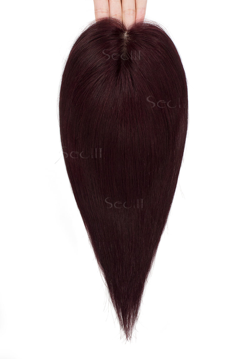 Flavia Silk Top Remy Human Hair Topper Wine Red 