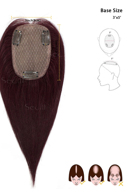 Flavia Silk Top Remy Human Hair Topper Wine Red 