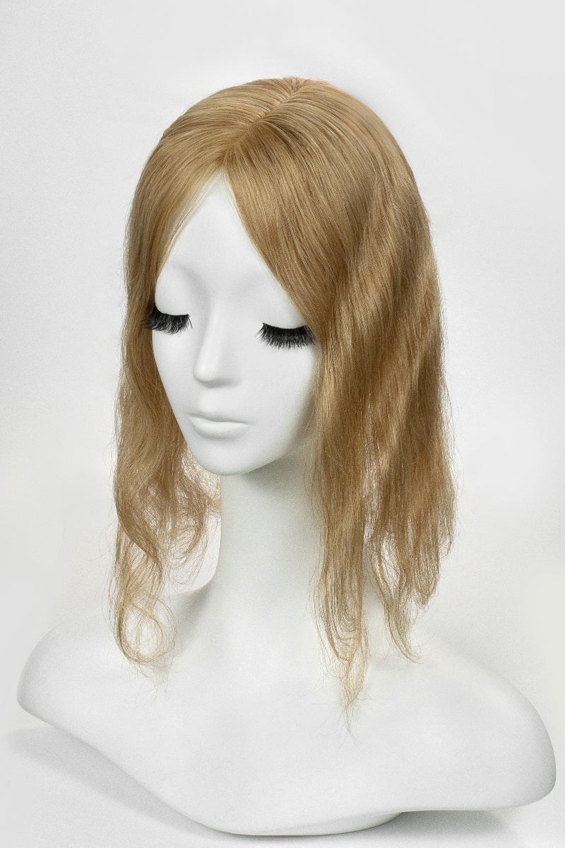 Flavia-C02  Wave Curly Human Hair Toppers Dark Blonde 