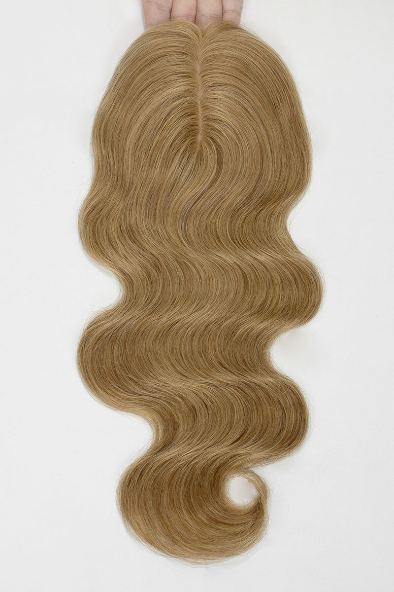 Flavia-C02  Wave Curly Human Hair Toppers Dark Blonde 
