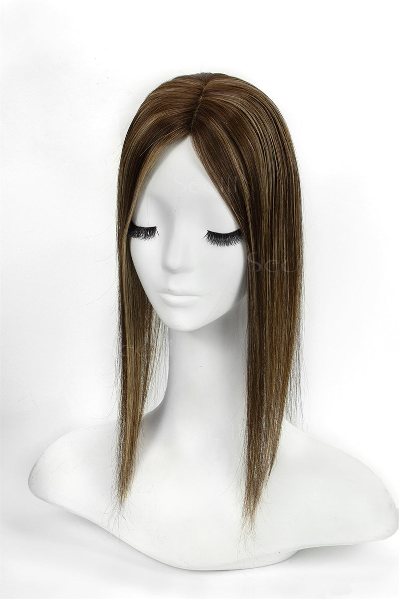 Flavia Silk Top Remy Human Hair Topper Dark Mousse Brown