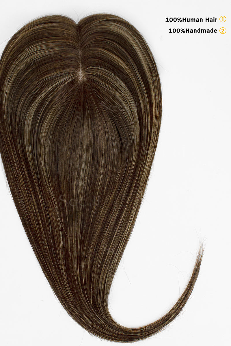 Flavia Silk Top Remy Human Hair Topper Dark Mousse Brown