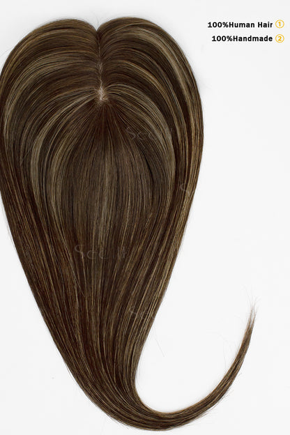 Flavia Silk Top Remy Human Hair Topper Dark Mousse Brown