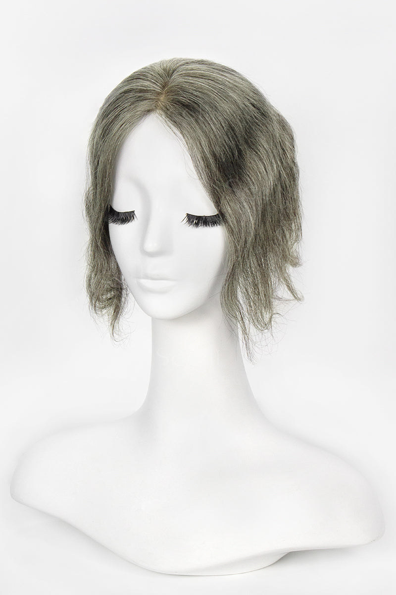 Mannequin head with a Flavia-C02 Wave Curly Human Hair Toppers  