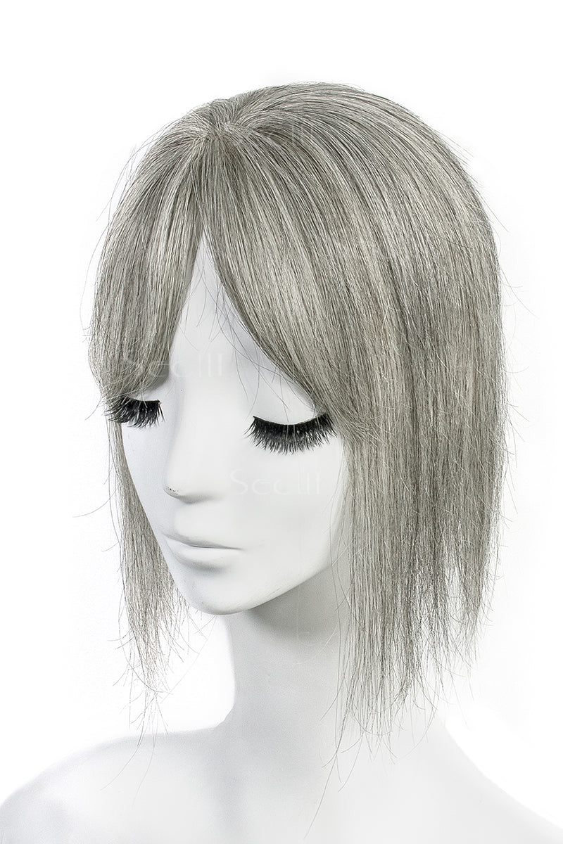 Flavia-B Silk Top Remy Human Hair Topper with Bangs 