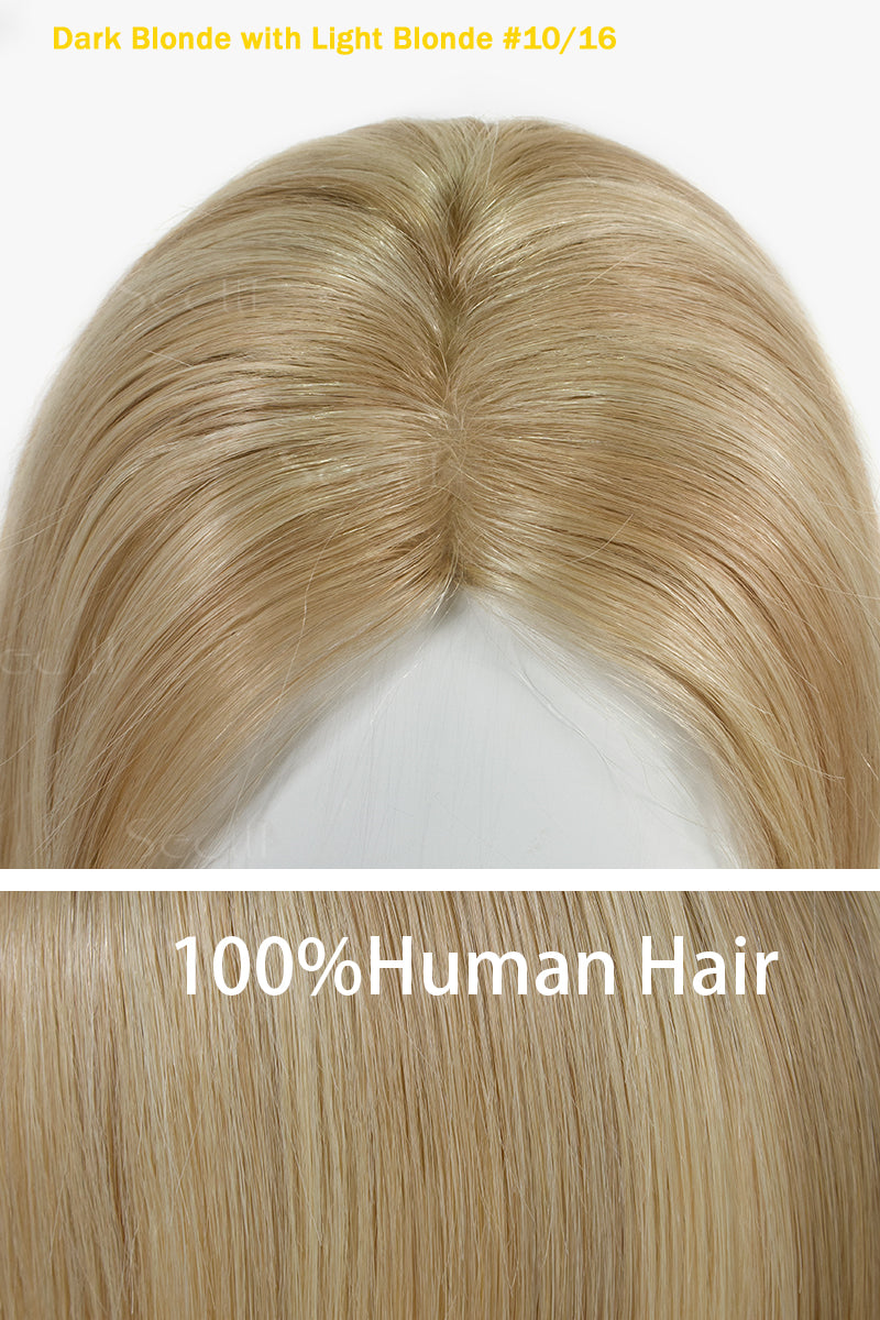 Flavia Silk Top Remy Cabelo Humano Topper Loiro Escuro com Loiro Claro 