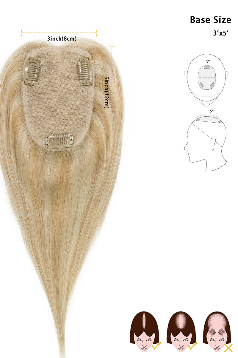 Flavia Silk Top Remy Human Hair Topper Warm Blonde With Highlights 