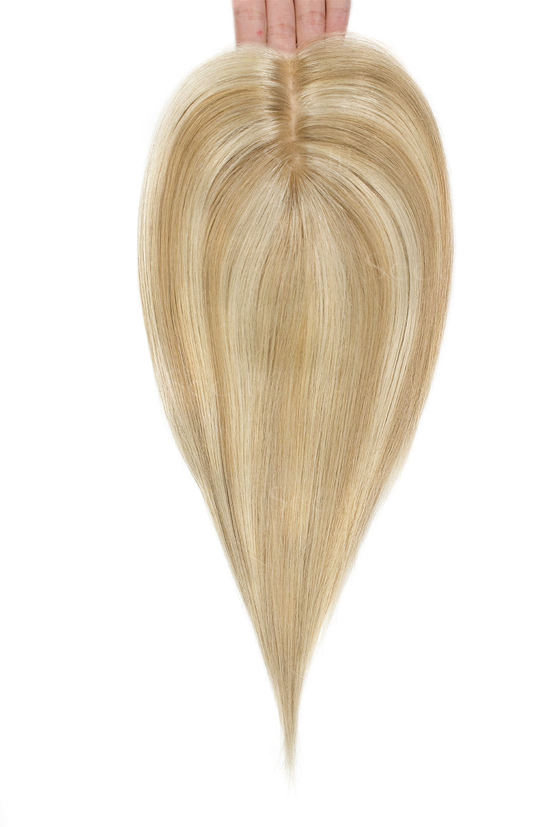 Flavia Silk Top Remy Human Hair Topper Warm Blonde With Highlights 