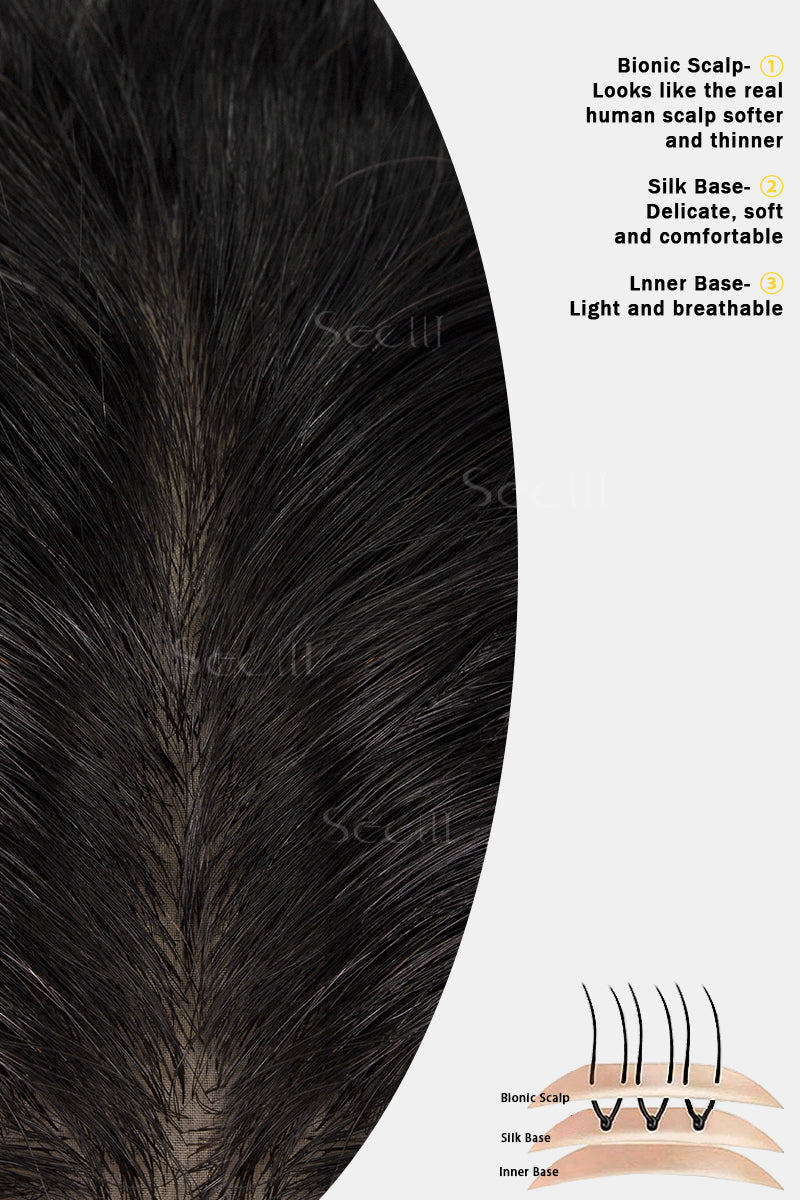 Topper de Cabello Humano Ondulado y Rizado Flavia-C02, Sin Flequillo (Colores Negro y Marrón)