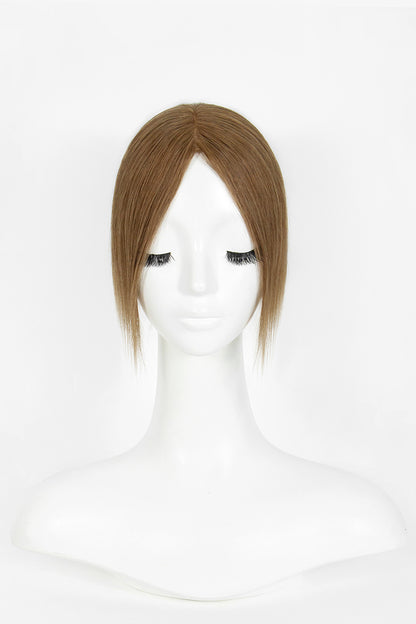 Human Hair Topper in Light Auburn Brown 