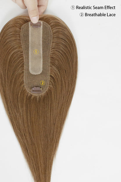 Human Hair Topper Underside Showing Realistic Seam Effect and Breathable Lace Base – Color 