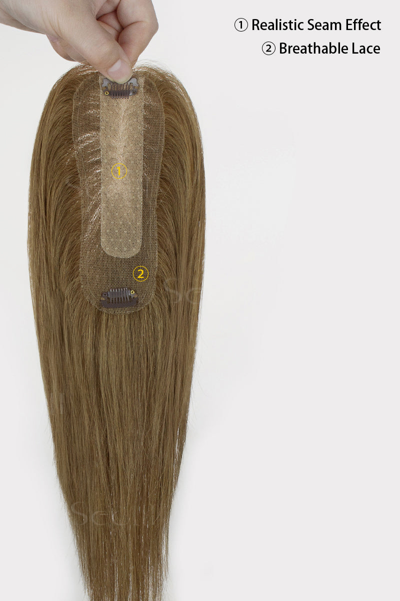 Hera Human Hair Topper Light Chestnut Brown 