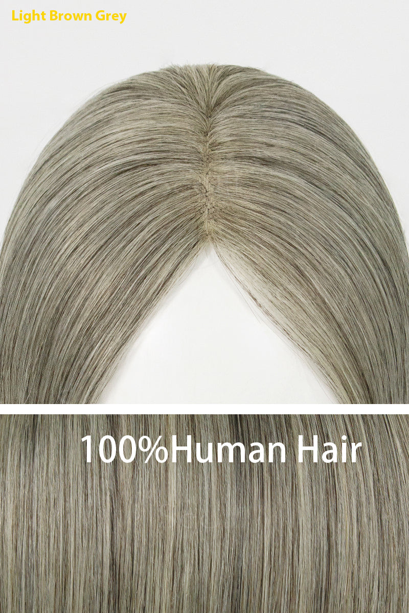 Light brown and gray hair color swatch with &