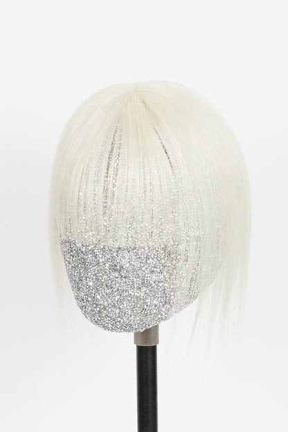 Mona-B Topper de Cabello Humano Hecho a Mano con Flequillo Rubio Extra Claro 