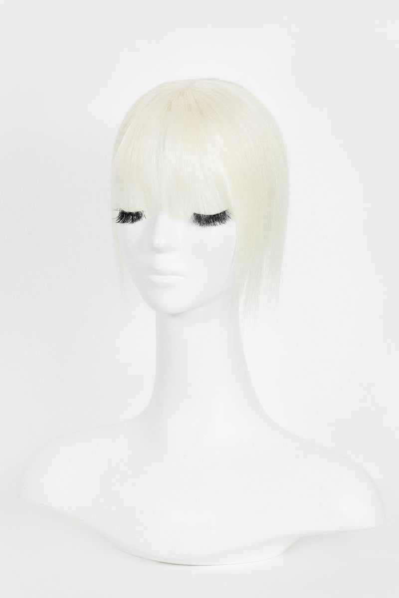 Mona-B Topper de Cabello Humano Hecho a Mano con Flequillo Rubio Extra Claro 