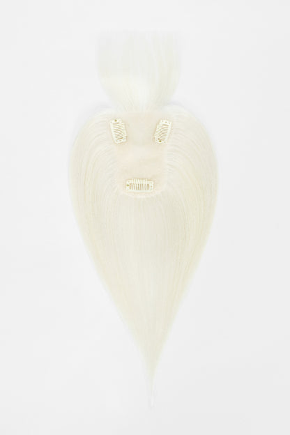 Mona-B Topper de Cabello Humano Hecho a Mano con Flequillo Rubio Extra Claro 