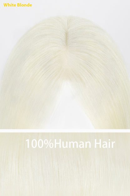 Mona-B Topper de Cabello Humano Hecho a Mano con Flequillo Rubio Extra Claro 