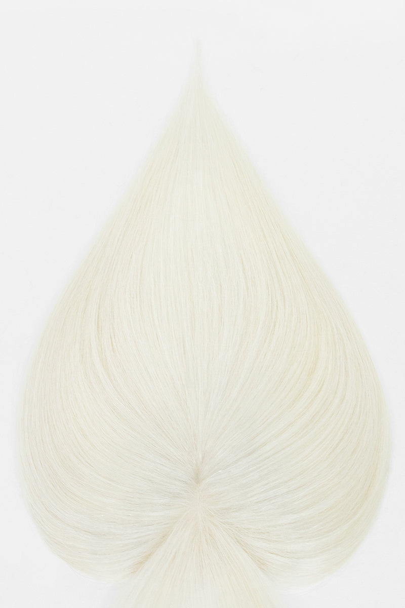 Mona-B Topper de Cabello Humano Hecho a Mano con Flequillo Rubio Extra Claro 