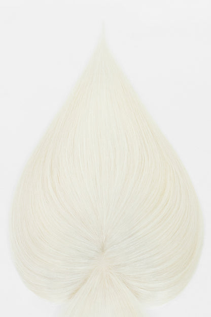 Mona-B Topper de Cabello Humano Hecho a Mano con Flequillo Rubio Extra Claro 