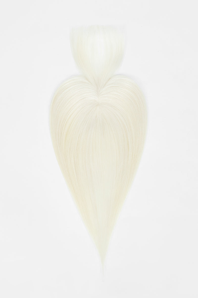 Mona-B Topper de Cabello Humano Hecho a Mano con Flequillo Rubio Extra Claro 