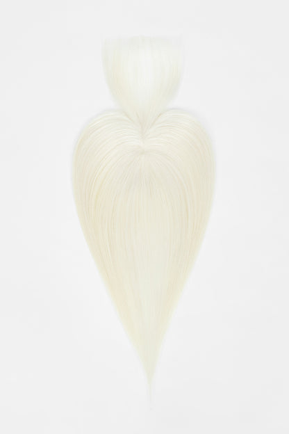 Mona-B Topper de Cabello Humano Hecho a Mano con Flequillo Rubio Extra Claro 
