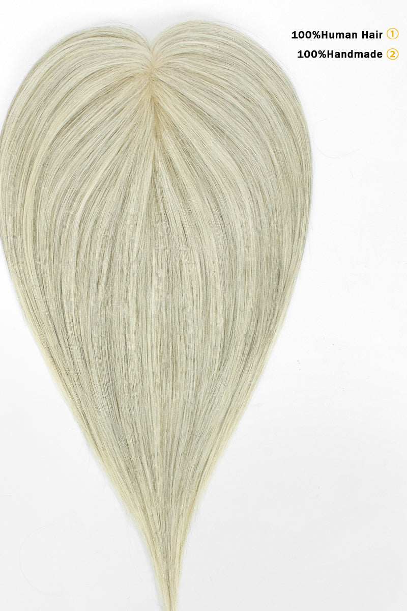 SEULLY Human Hair Topper in Light Salt and Pepper Brown Grey 