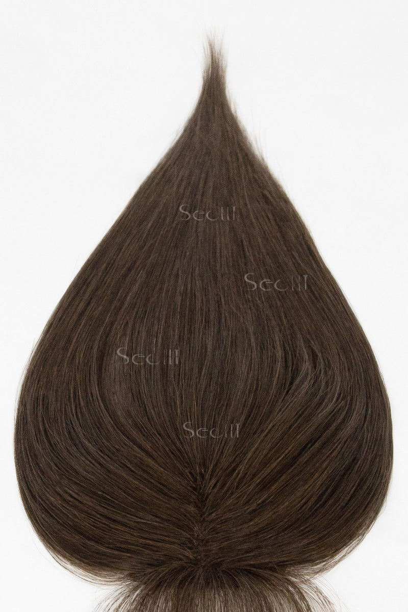 Brown hair topper on a white background