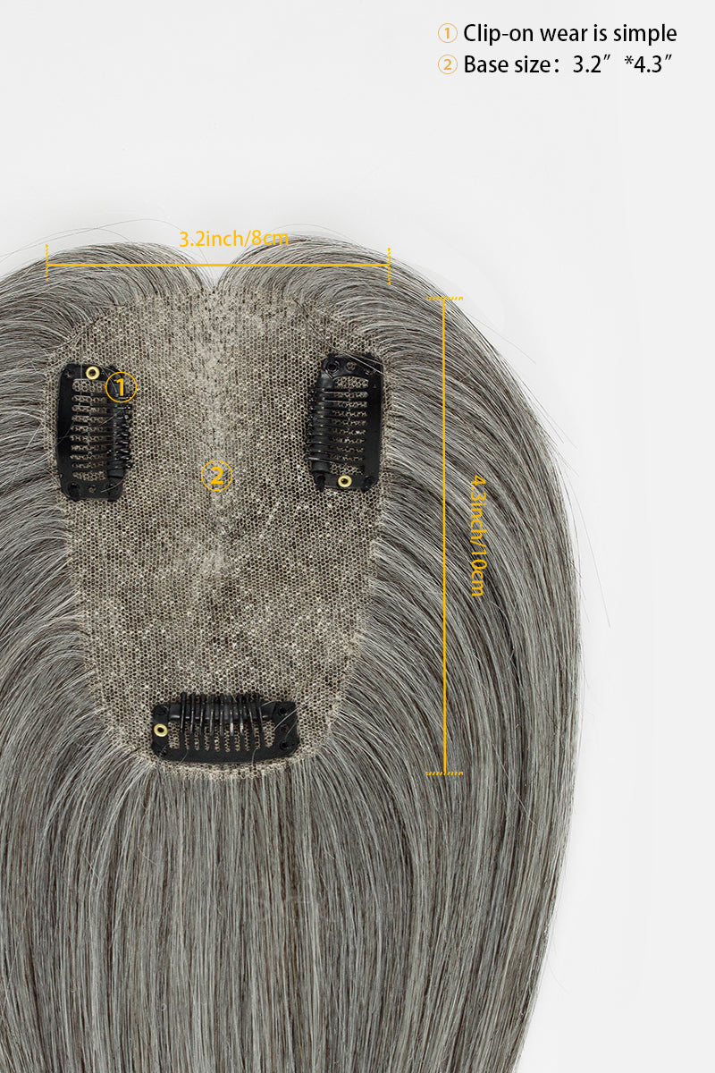 Mona Human Hair Topper Medium Grey