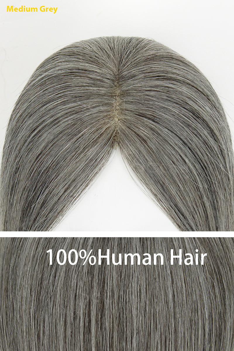 Mona Human Hair Topper Medium Grey