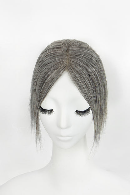 Mona Human Hair Topper Medium Grey